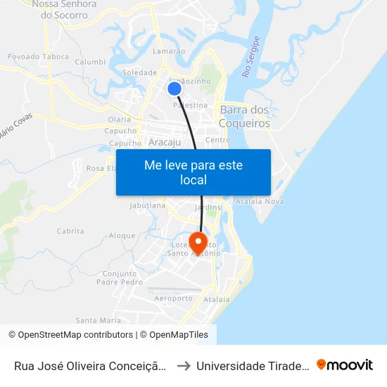 Rua José Oliveira Conceição, 294 to Universidade Tiradentes map