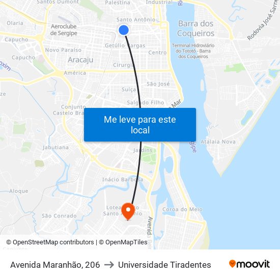 Avenida Maranhão, 206 to Universidade Tiradentes map