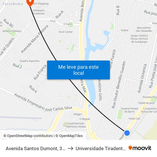Avenida Santos Dumont, 370 to Universidade Tiradentes map