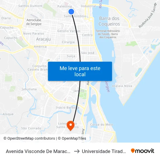 Avenida Visconde De Maracaju 72 to Universidade Tiradentes map