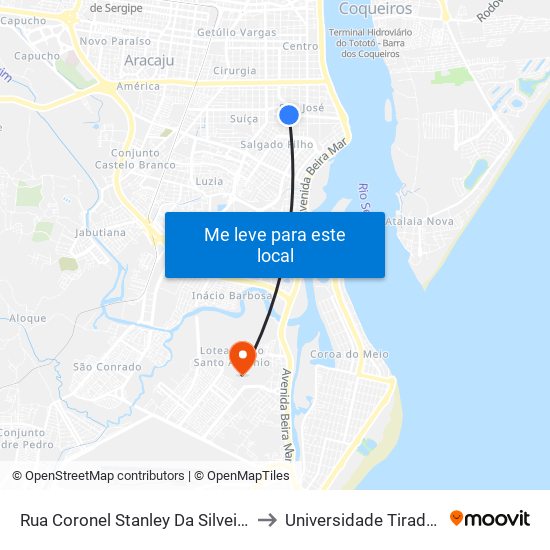 Rua Coronel Stanley Da Silveira, 155 to Universidade Tiradentes map
