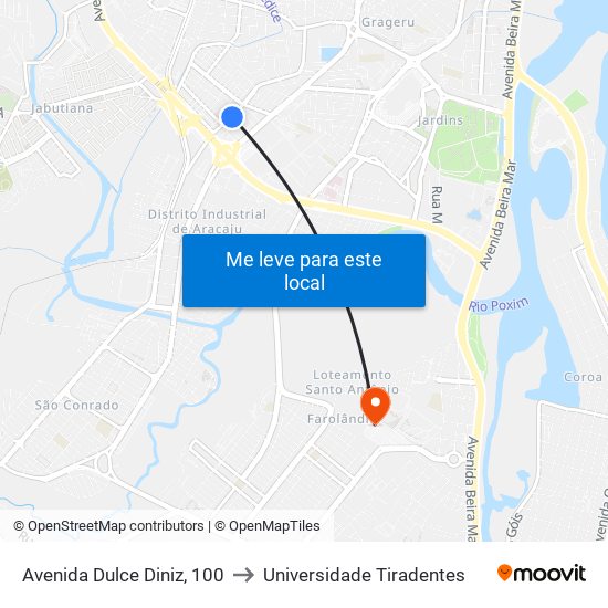Avenida Dulce Diniz, 100 to Universidade Tiradentes map