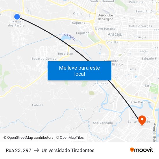 Rua 23, 297 to Universidade Tiradentes map