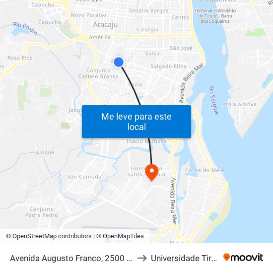 Avenida Augusto Franco, 2500 | Hiper Sales to Universidade Tiradentes map