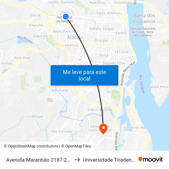 Avenida Maranhão 2187-2579 to Universidade Tiradentes map