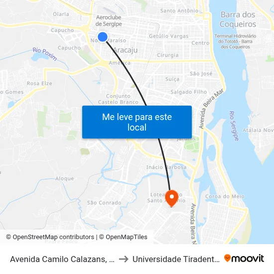 Avenida Camilo Calazans, 17 to Universidade Tiradentes map