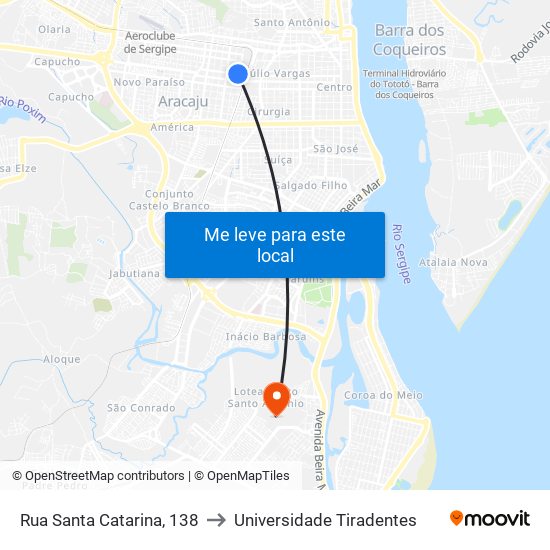 Rua Santa Catarina, 138 to Universidade Tiradentes map