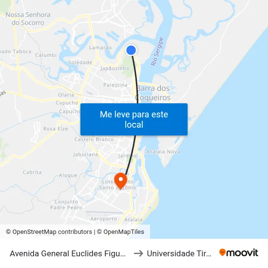Avenida General Euclides Figueiredo, 2101 to Universidade Tiradentes map