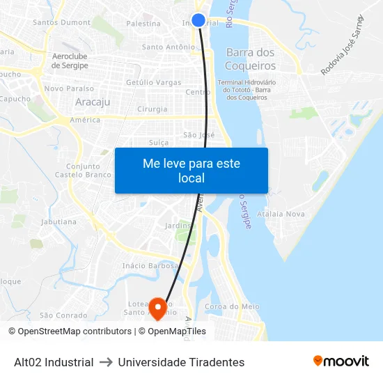 Alt02 Industrial to Universidade Tiradentes map