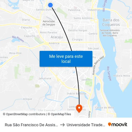 Rua São Francisco De Assis, 755 to Universidade Tiradentes map