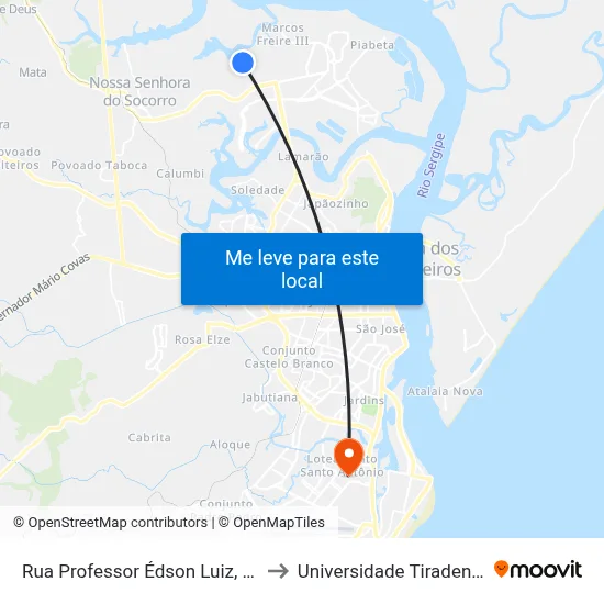 Rua Professor Édson Luiz, 163 to Universidade Tiradentes map