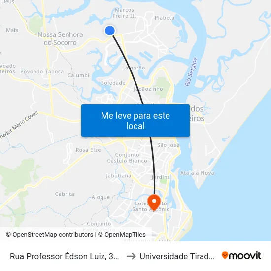 Rua Professor Édson Luiz, 317-527 to Universidade Tiradentes map