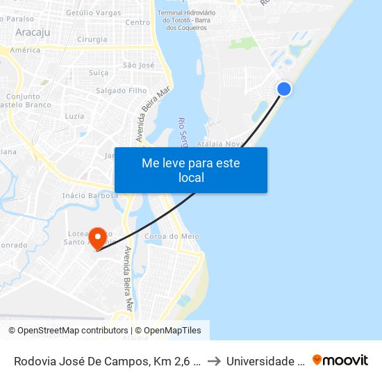 Rodovia José De Campos, Km 2,6 Norte | Praia Da Costa to Universidade Tiradentes map