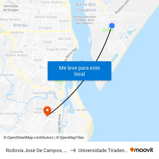 Rodovia José De Campos, 929 to Universidade Tiradentes map