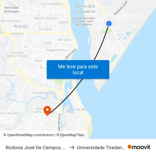 Rodovia José De Campos, 647 to Universidade Tiradentes map