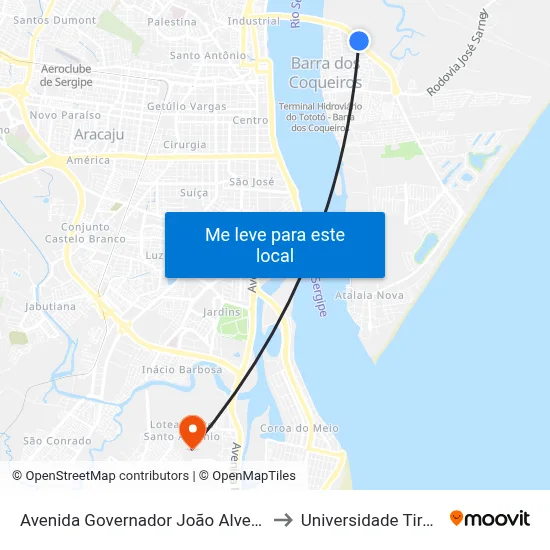 Avenida Governador João Alves Filho, 305 to Universidade Tiradentes map