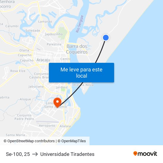 Se-100, 25 to Universidade Tiradentes map