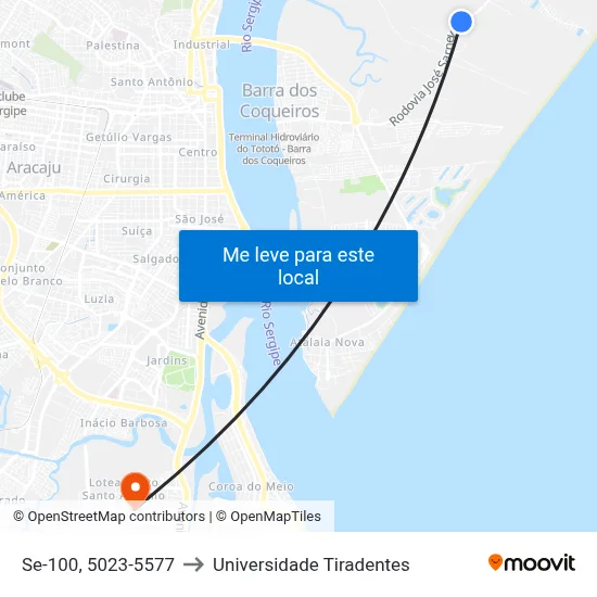 Se-100, 5023-5577 to Universidade Tiradentes map
