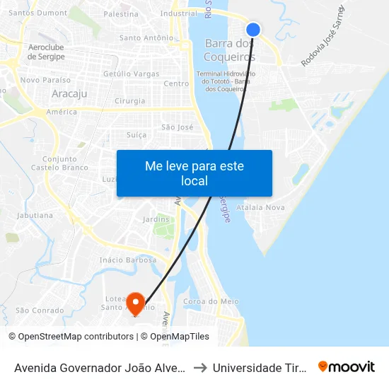 Avenida Governador João Alves Filho, 350 to Universidade Tiradentes map