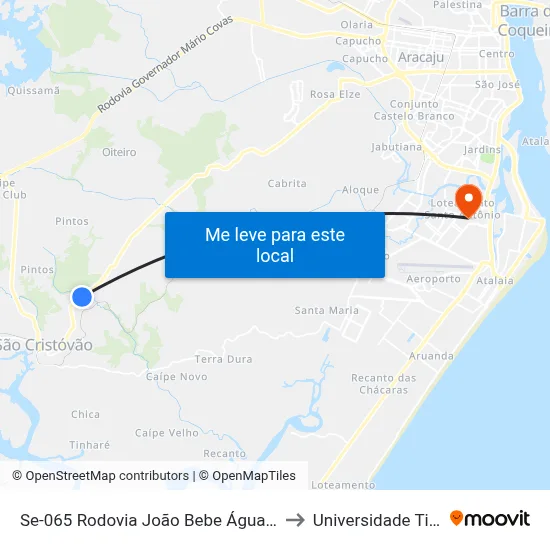 Se-065 Rodovia João Bebe Água, Km 14,7 Oeste to Universidade Tiradentes map