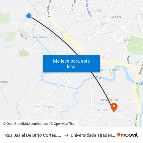 Rua Jasiel De Brito Côrtes, 200 to Universidade Tiradentes map