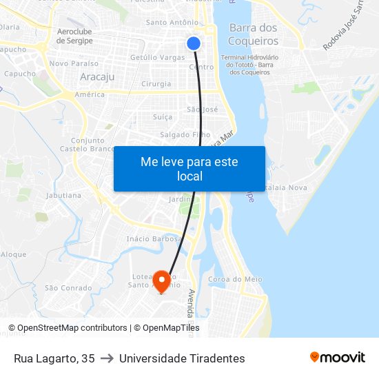 Rua Lagarto, 35 to Universidade Tiradentes map