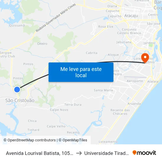 Avenida Lourival Batista, 1050-1070 to Universidade Tiradentes map