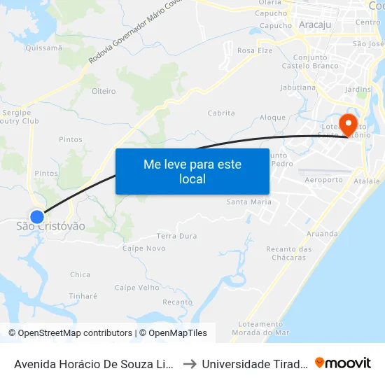 Avenida Horácio De Souza Lima, 202 to Universidade Tiradentes map