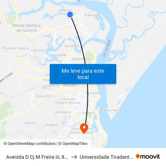 Avenida D Cj M Freire Iii, 849 to Universidade Tiradentes map