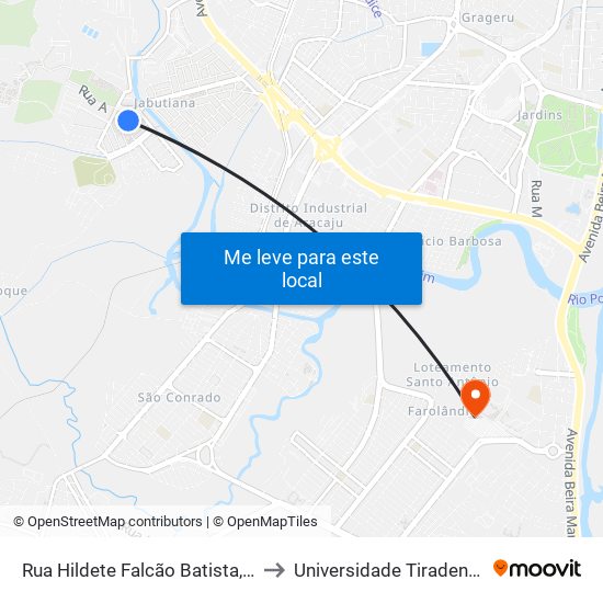 Rua Hildete Falcão Batista, 41 to Universidade Tiradentes map