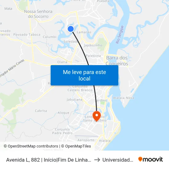 Avenida L, 882 | Início|Fim De Linha | Conjunto Orlando Dantas to Universidade Tiradentes map