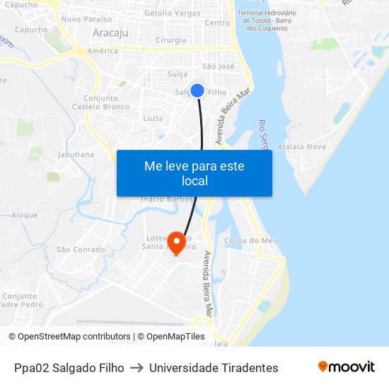 Ppa02 Salgado Filho to Universidade Tiradentes map