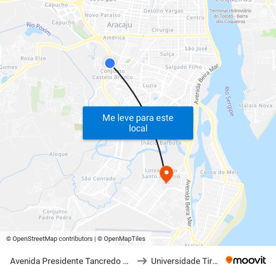 Avenida Presidente Tancredo Neves, 6055 to Universidade Tiradentes map