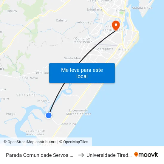 Parada Comunidade Servos De Maria to Universidade Tiradentes map