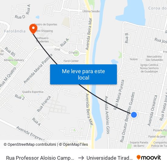 Rua Professor Aloísio Campos, 494 to Universidade Tiradentes map