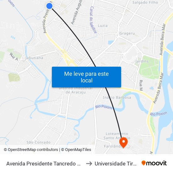 Avenida Presidente Tancredo Neves, 5127 to Universidade Tiradentes map