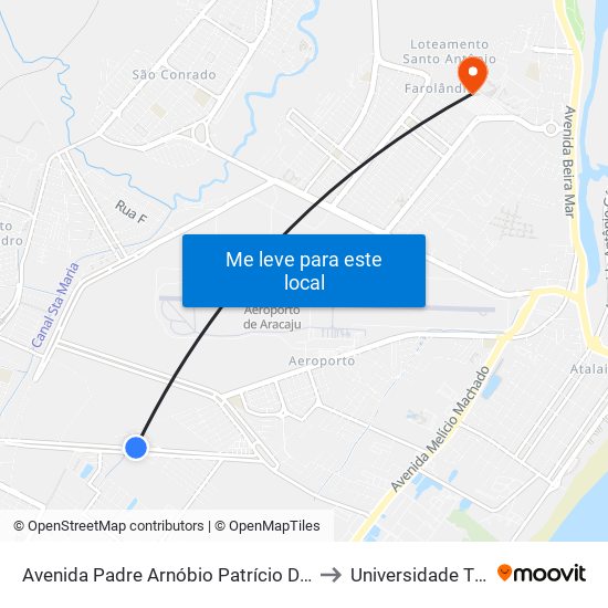 Avenida Padre Arnóbio Patrício De Melo, 998-1168 to Universidade Tiradentes map