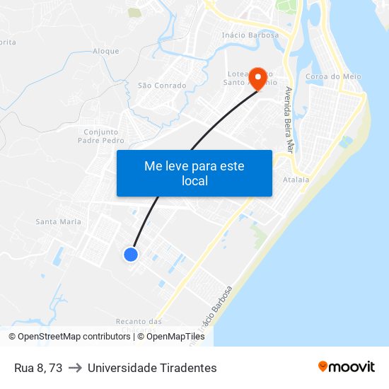Rua 8, 73 to Universidade Tiradentes map