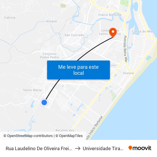 Rua Laudelino De Oliveira Freire, 1035 to Universidade Tiradentes map