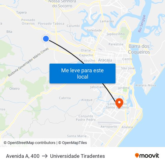 Avenida A, 400 to Universidade Tiradentes map