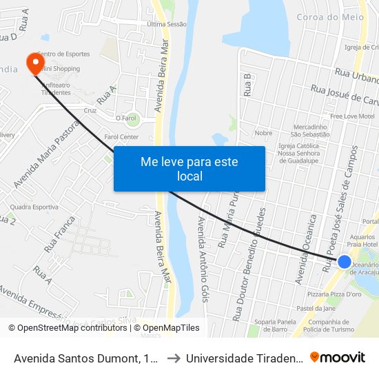 Avenida Santos Dumont, 1167 to Universidade Tiradentes map
