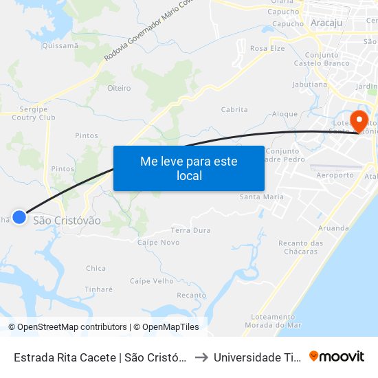 Estrada Rita Cacete | São Cristóvão, 7453-9199 to Universidade Tiradentes map