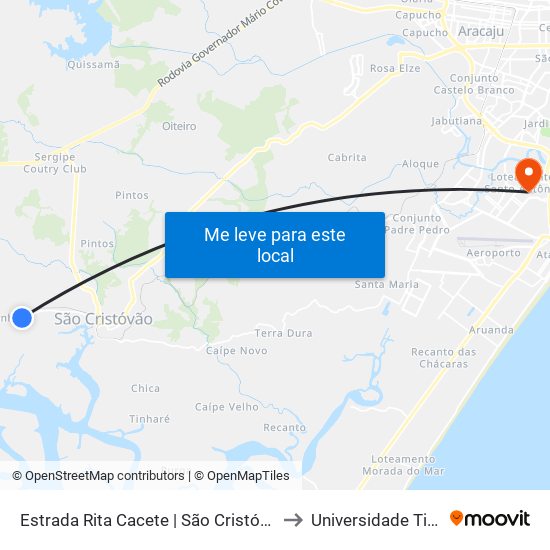 Estrada Rita Cacete | São Cristóvão, 7750-9200 to Universidade Tiradentes map