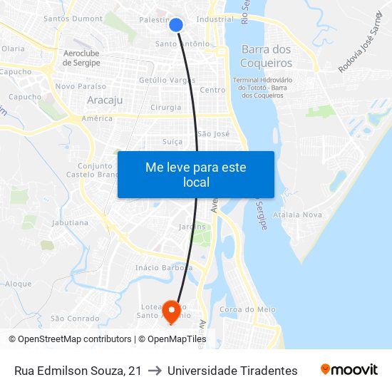 Rua Edmilson Souza, 21 to Universidade Tiradentes map