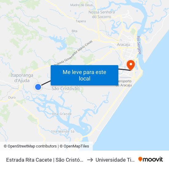 Estrada Rita Cacete | São Cristóvão, 8370-9200 to Universidade Tiradentes map