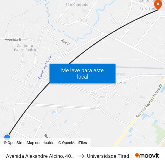 Avenida Alexandre Alcino, 4002-4300 to Universidade Tiradentes map