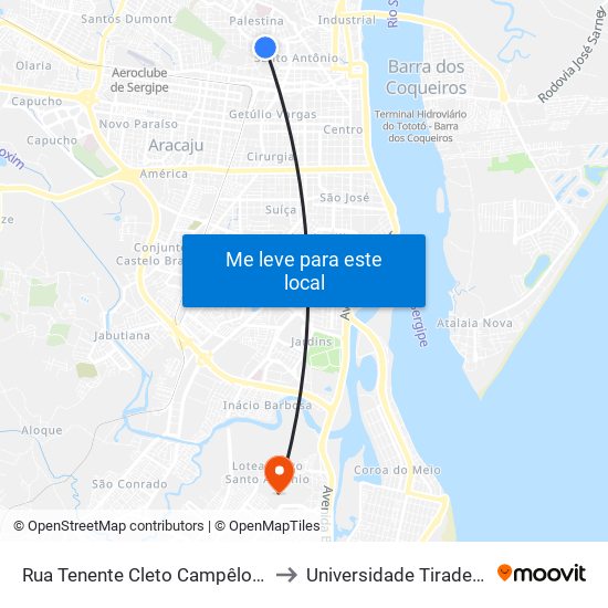 Rua Tenente Cleto Campêlo, 399 to Universidade Tiradentes map