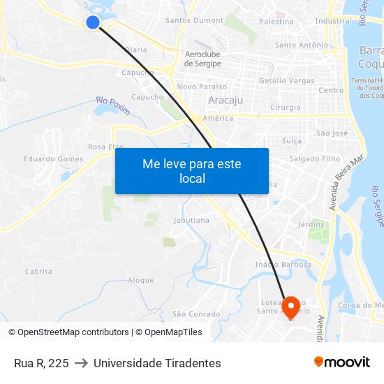 Rua R, 225 to Universidade Tiradentes map