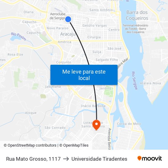 Rua Mato Grosso, 1117 to Universidade Tiradentes map