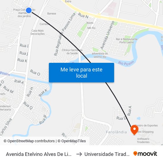 Avenida Etelvino Alves De Lima 459 to Universidade Tiradentes map